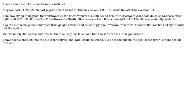 Error "illegal software format" in upgrade fw .ros file of Cisco Sg200-26 small business smart... смотреть онлайн