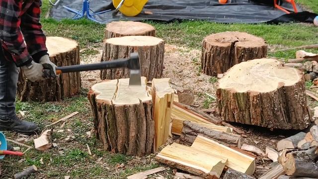 Axe Fiskars x25 splitting , real test, real hardwood. смотреть онлайн
