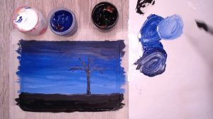 Как нарисовать ночной пейзаж гуашью быстро и легко