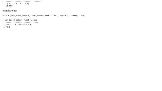 Databases: Create multi-key JSON object with integers or floats as values смотреть онлайн