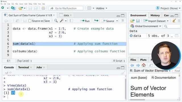 Get Sum of Data Frame Column Values in R (2 Examples) | Calculate Variable Sums | sum() & colSums() смотреть онлайн