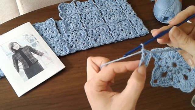 Жакет из квадратных мотивов (безотрывное вязание крючком). Часть 1. Сrochet Jacket.