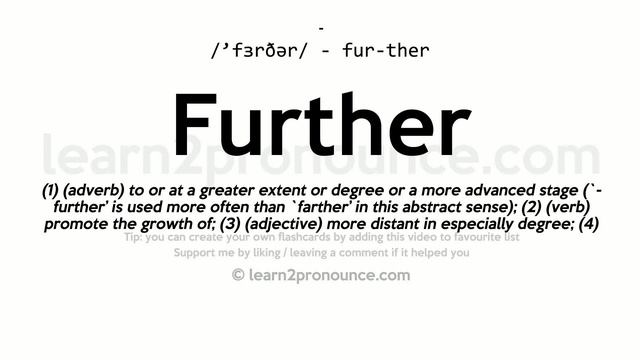 Pronunciation Of Further | Definition Of Further