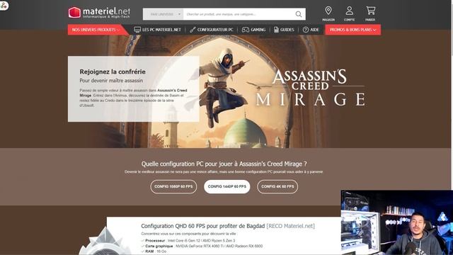 Configuration PC Gamer Pour Jouer à Assassin's Creed Mirage Sans Problème