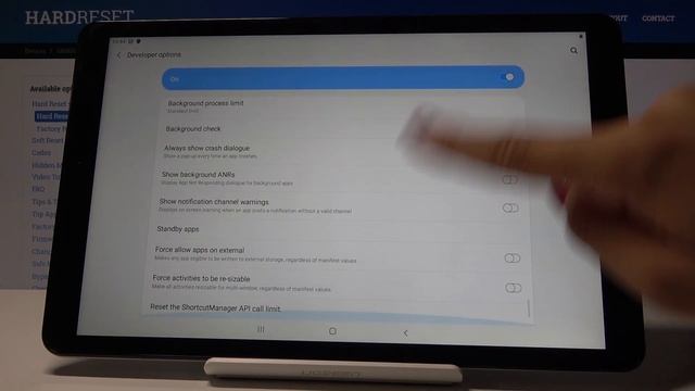 SAMSUNG Galaxy Tab A 2018 Developer Options / USB Debugging