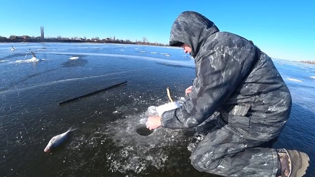 Один на льду! Отличная Рыбалка на Леща смотреть онлайн