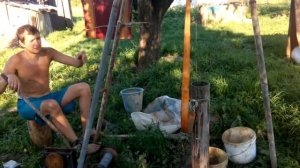 Бурение ударной канатной установкой,