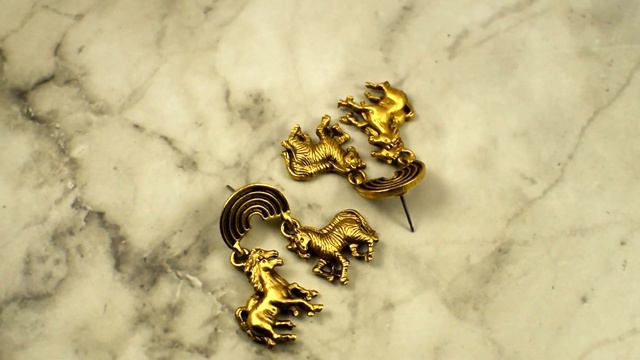 Винтажные серьги-гвоздики "Животные ковчега" цвет античного золота (Danecraft США) смотреть онлайн