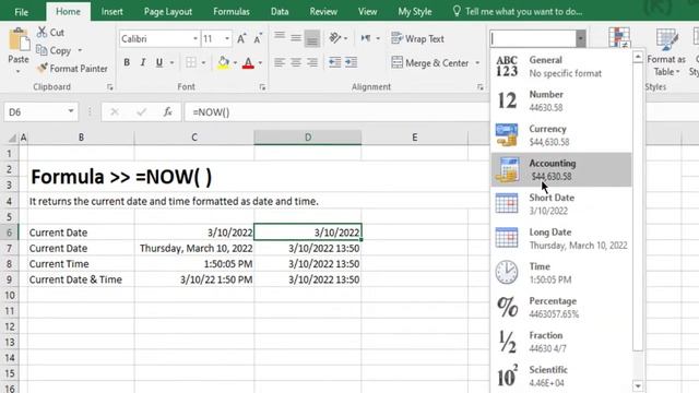 Excel | How to get current date and time formatted as date and time | Excel Formula Now смотреть онлайн