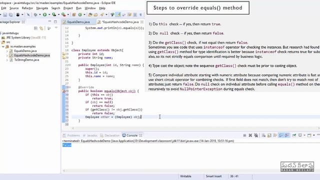equals and hashcode methods in Java - Java in Telugu - జావా తెలుగులో смотреть онлайн