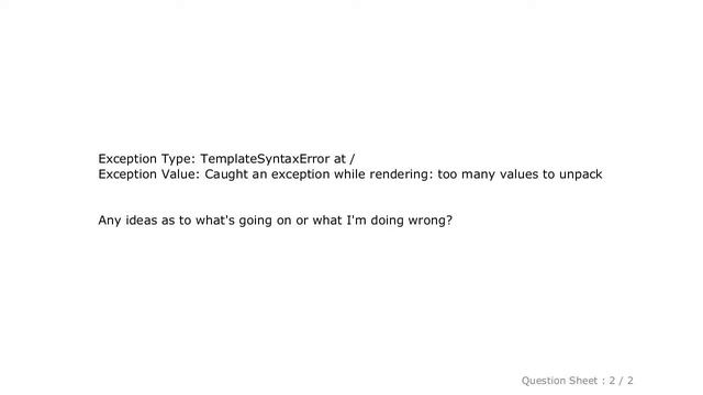 Django : "Too many values to unpack" Exception смотреть онлайн