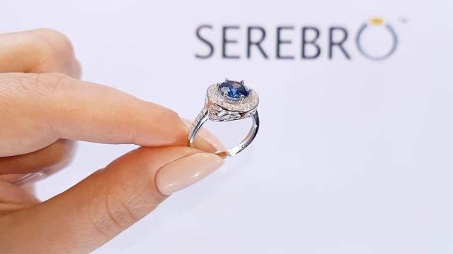 Серебряное кольцо с сапфиром нано "Марсель" АК004НС смотреть онлайн