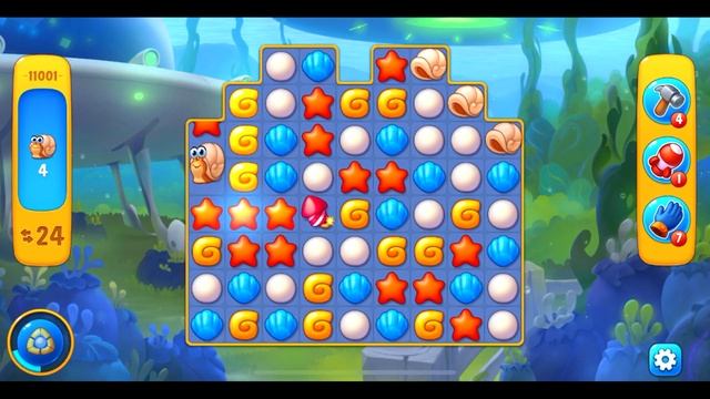 Fishdom level 11001 новое препятствие Улитки (Snails) смотреть онлайн