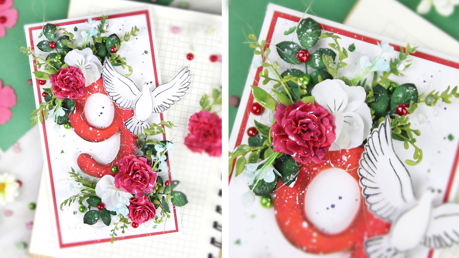 Собираю невероятную красоту из цветов, листьев и других элементов в честь 9 МАЯ. Открытка DIY смотреть онлайн