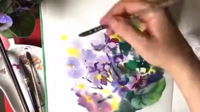 Рисую цветы. Набросок фиалок. смотреть онлайн