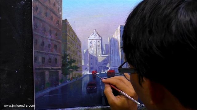 Acrylic Landscape Painting In Time-lapse / City Street / JMLisondra