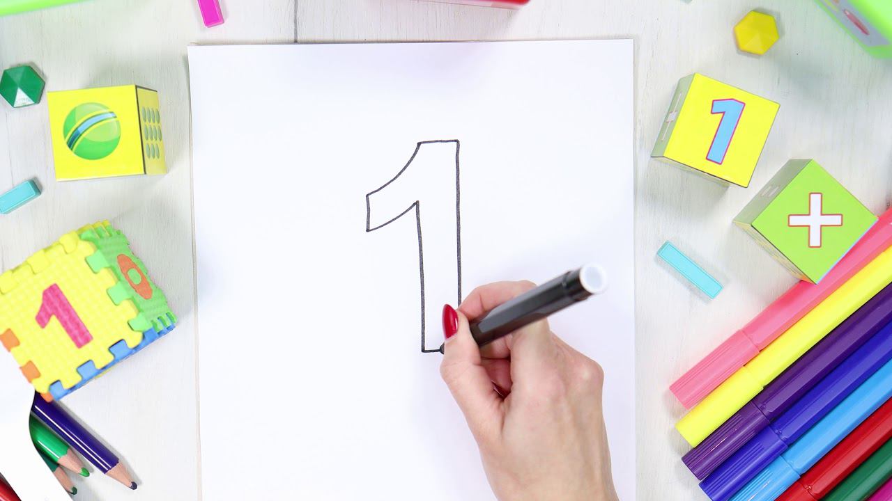 Numeral 1. Study the numeral one, educational video смотреть онлайн