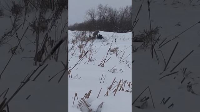 Самодельный снегоход с двигателем ваз 2108,в болоте по пухляку