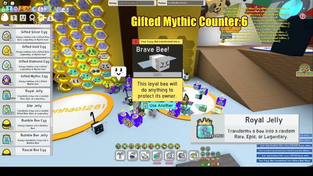 Gifted Mythic Bee vs 100M Royal Jellies (Bee Swarm Simulator) смотреть онлайн