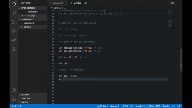 Boolean, null and undefined data types in Javascript | Javascript tutorial смотреть онлайн