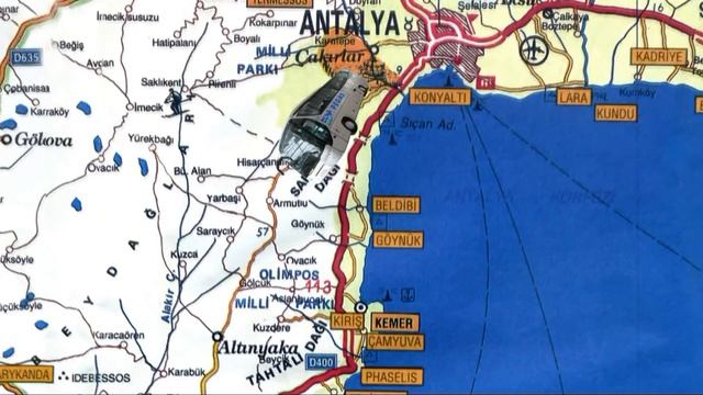 Из Анталии в Кемер футаж (анимированная карта) смотреть онлайн