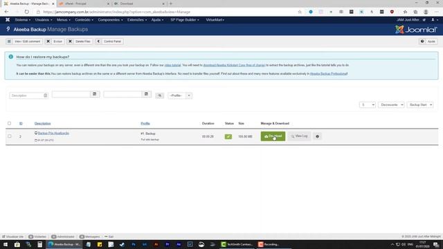Tutorial do Akeeba Backup versão 7.2.1 смотреть онлайн