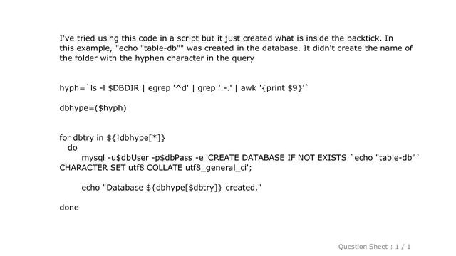 MySQL : how do i add database name with hyphen character using script in ubuntu смотреть онлайн