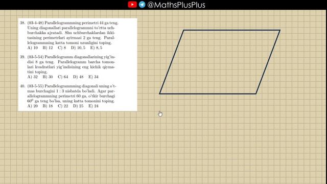 3.4.3. Parallelogram. (26–44 misollar). | To'plam 1996–2003 смотреть онлайн