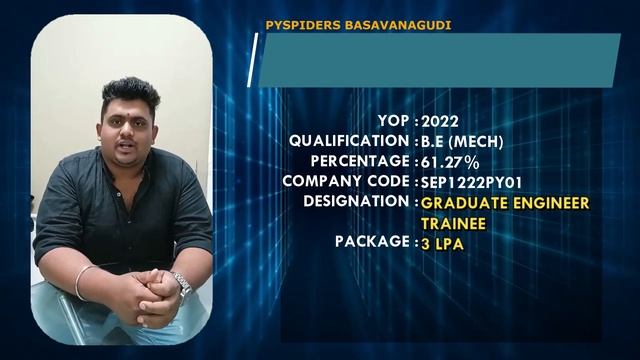 Got placed as " GRADUATE ENGINEER TRAINEE " | Pyspiders Basavanagudi | VISHNU смотреть онлайн