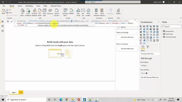 Create a Basic date dimensin using date value in another column Power BI смотреть онлайн