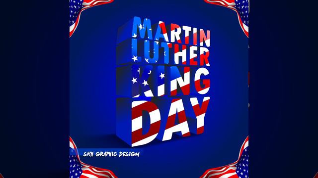 Martin Luther King Day Text With American Flag Vector illustration |Martin Luther King Jr Day Desig смотреть онлайн