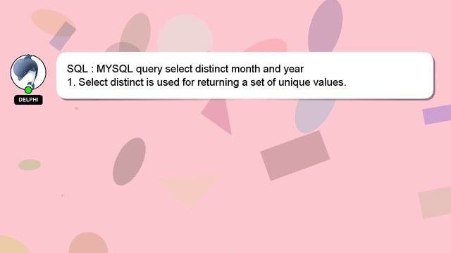 SQL : MYSQL query select distinct month and year смотреть онлайн