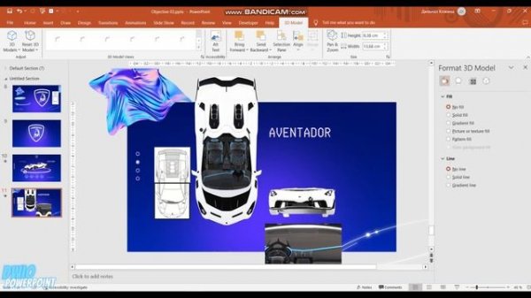 3D Lamborghini powerpoint presentation template