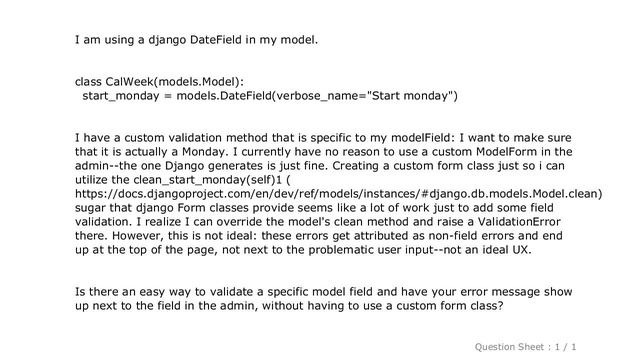 Django : Django model field validation without a custom form смотреть онлайн