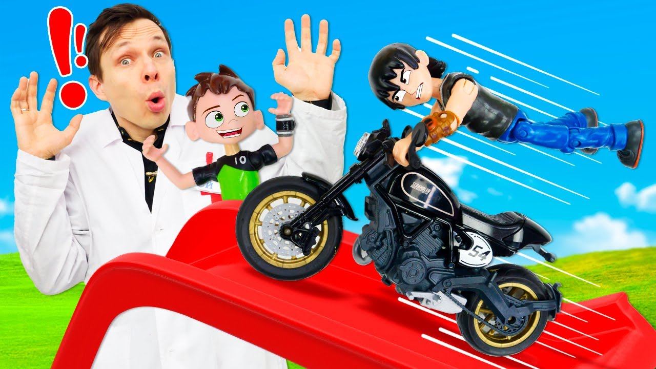 БЕН 10 и опасный прыжок через трамплин! Игры в больничку и видео для мальчиков Доктор Ой смотреть онлайн