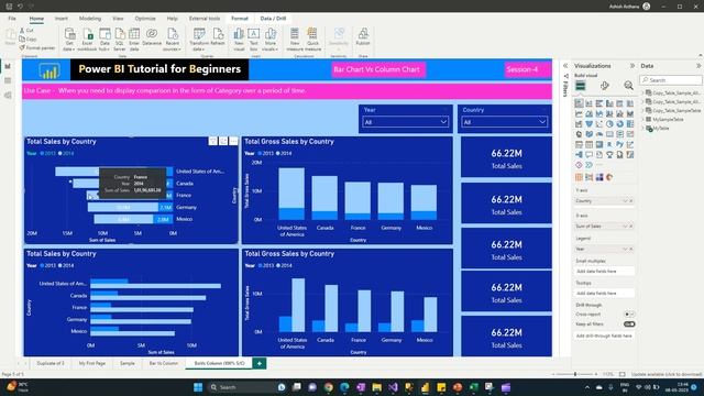 Power Bi Tutorial Part 4 100 % Stack and Clustered Bar Column Chart смотреть онлайн
