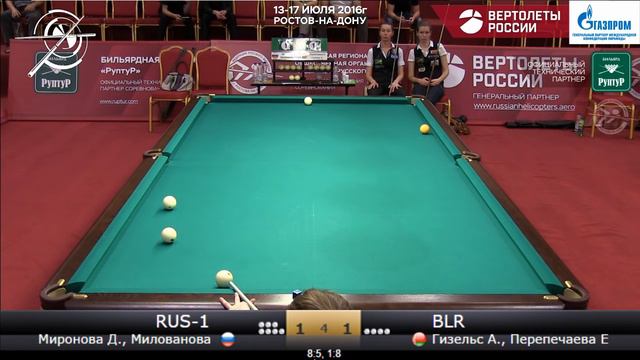 8 RUS-1 (Миронова Д., Милованова О.) - BLR (Гизельс А., Перепечаева Е.) КЧМ 2016 смотреть онлайн