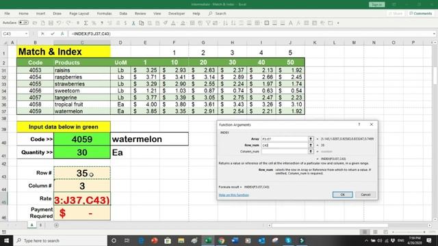 Excel Match & Index Function Module 1 Part 20 смотреть онлайн