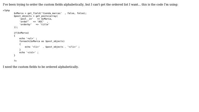 Wordpress: Order custom fields alphabetically смотреть онлайн