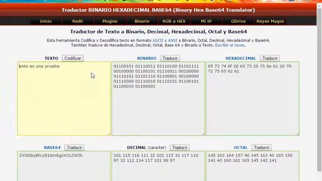 Traductor de Texto a Binario, Decimal, Hexadecimal, Octal y Base64 ONLINE смотреть онлайн