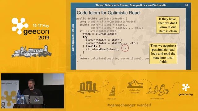 GeeCON 2019: Heinz Kabutz - Thread Safety with Phaser, StampedLock and VarHandle смотреть онлайн