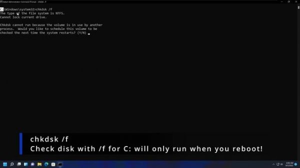 How to run a Disk Check (check disk) In Windows using the Command Prompt - Demo on Windows 11