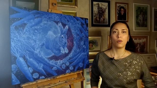 КРОЛИК - СИМВОЛ 2023 ГОДА! ОБЕРЕГ!!! / Описание картины "Лунный кролик" / художник Наталья Резанова смотреть онлайн
