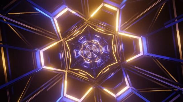 Abstract Background Video 4k Blue Gold Metallic Wireframe VJ LOOP NEON Sci-Fi Calm Screensaver