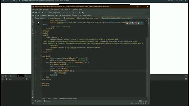 Включение отключенного (muted) звука в HTML5 видео с пом. JS смотреть онлайн