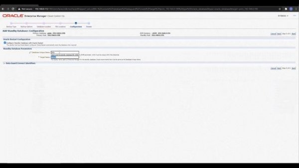 Create Physical Standby database using OEM 13c - Data guard configuration steps