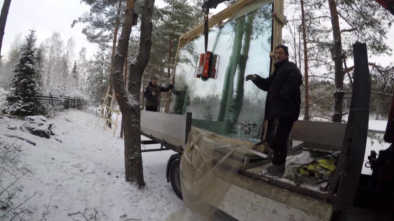 Кран Манипулятор.Ювелирная работа,без права на ошибку)Как установить огромные стеклопакеты. смотреть онлайн