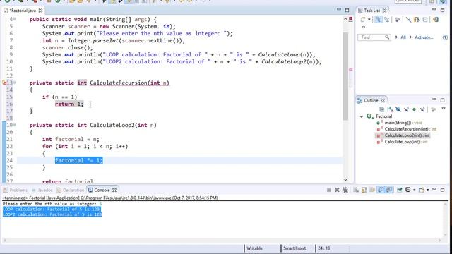 Java Logical Puzzles, Games, and Algorithms: Factorial (using recusion) смотреть онлайн