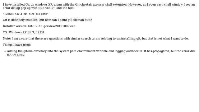 How can I stop Git cheetah showing the [ERROR] Could not find git path message? смотреть онлайн
