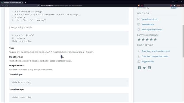 Python Ejercicio: 1051 HackerRank Particionar una Cadena con la Función split(), y Unirla con join( смотреть онлайн